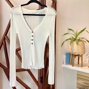 Sheer Long Sleeve Knit Sweater, Small